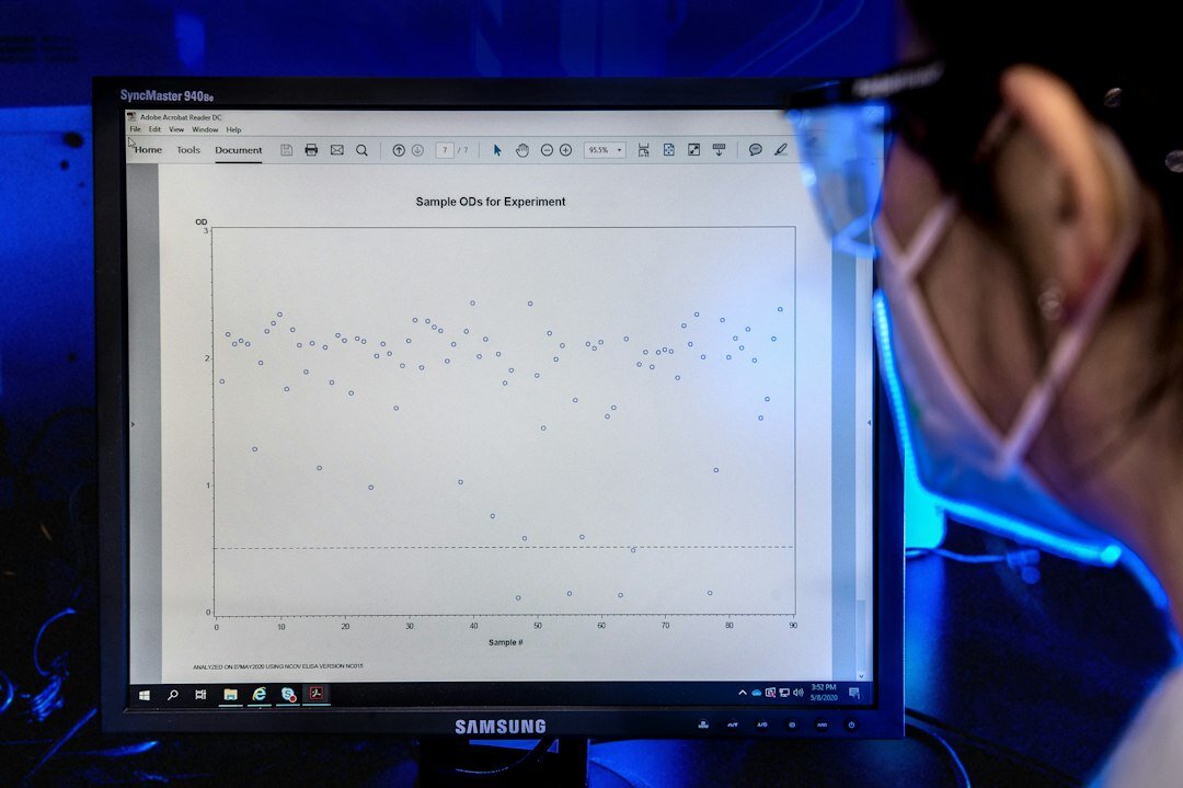 researcher analyzing data